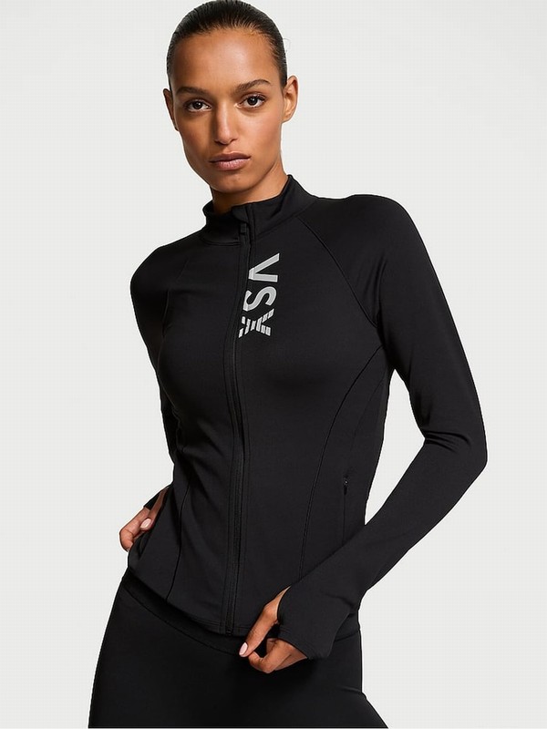 Black Victoria Secret Full Zip VSX Elevate™ Jackets | DHSQA5968