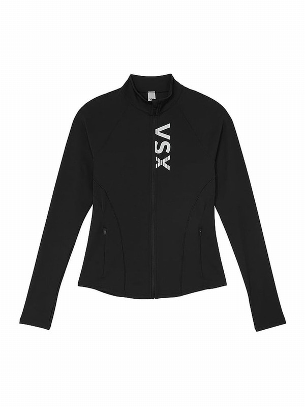 Black Victoria Secret Full Zip VSX Elevate™ Jackets | DHSQA5968