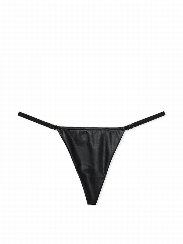 Black Victoria Secret G String Faux Leather Underwear | QEKND6927
