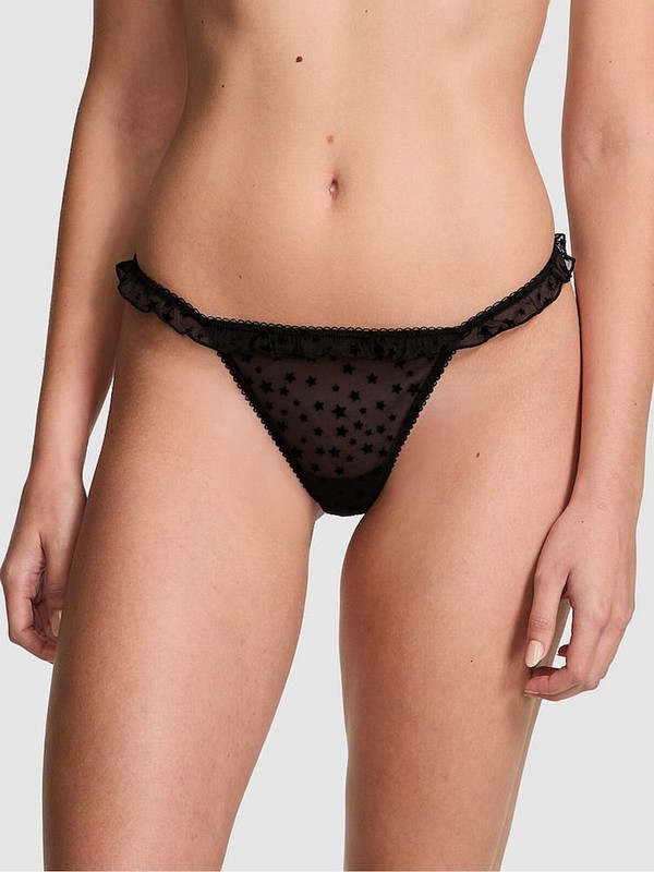 Black Victoria Secret G String Star Chaser Lace Underwear | MUQYI2398