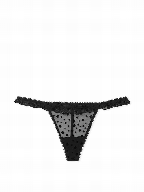 Black Victoria Secret G String Star Chaser Lace Underwear | MUQYI2398