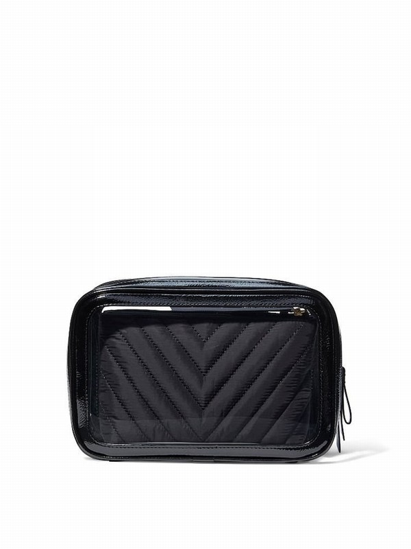 Black Victoria Secret Getaway Trio Makeup Bag | FVXGI7420