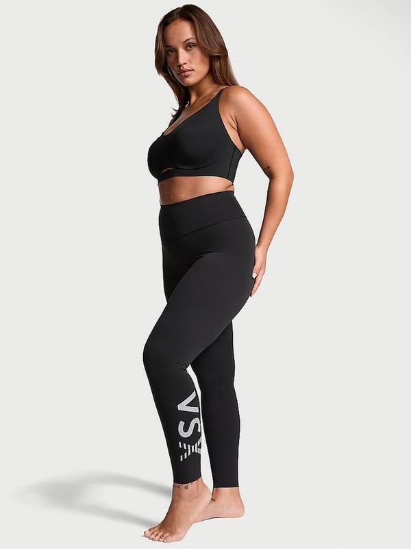 Black Victoria Secret Graphic Full Length VSX Elevate™ Leggings | FGCOA4260