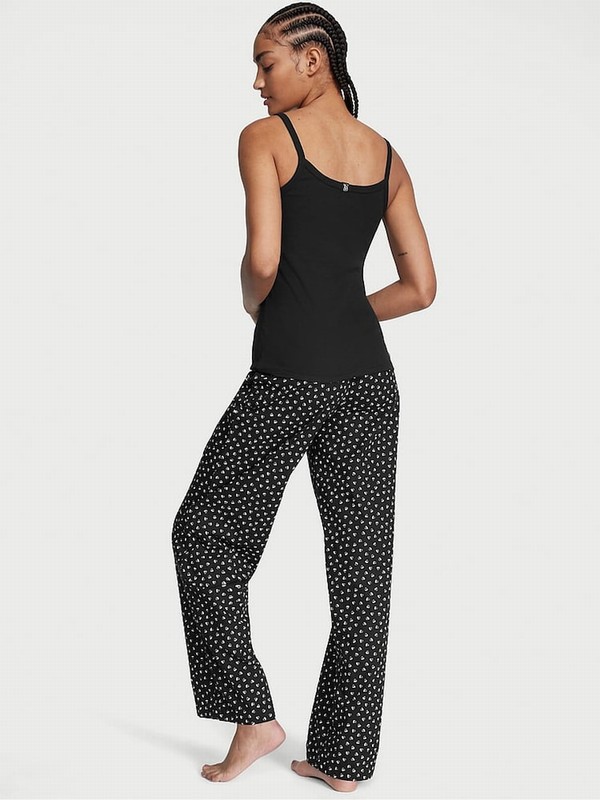 Black Victoria Secret Heart Cami Long Nightwear | YWADL4867