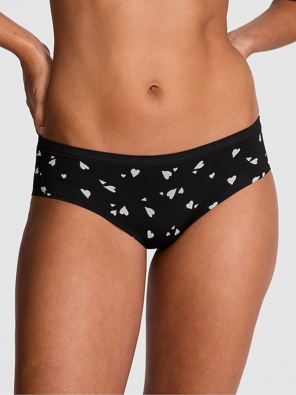 Black Victoria Secret Hearts Hipster Underwear | YNRHT1562