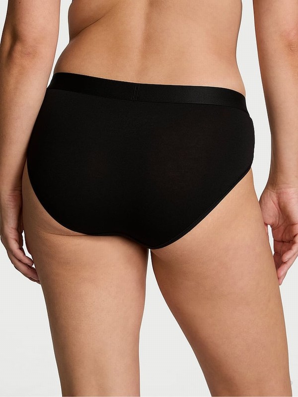 Black Victoria Secret Hipster Logo Shine Patch Underwear | RTKLV1685