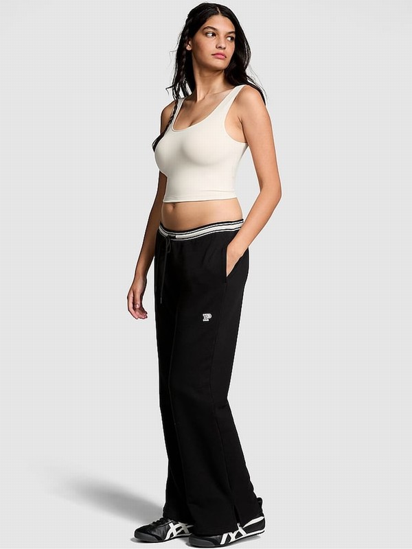 Black Victoria Secret Knitted Flare Fleece Joggers | ZJKYT6073