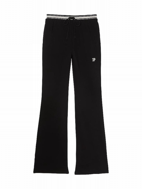 Black Victoria Secret Knitted Flare Fleece Joggers | ZJKYT6073