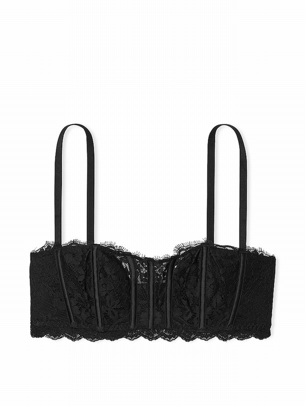 Black Victoria Secret Lace Bandeau Top Bras | QCBRH9480