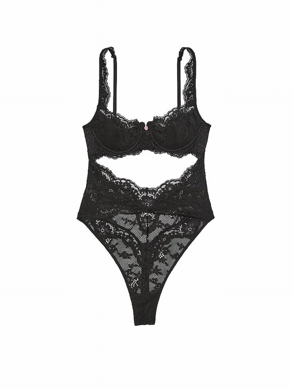 Black Victoria Secret Lace Bodysuit Lingerie | IGBPM9157
