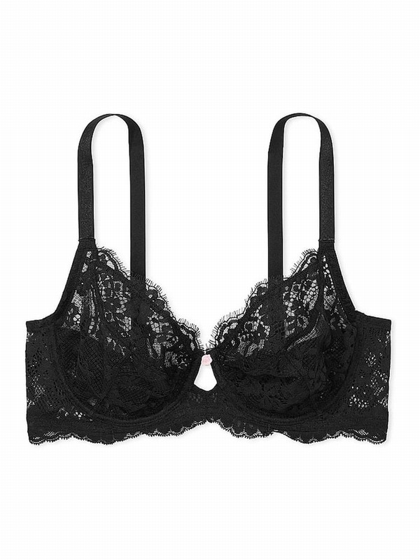 Black Victoria Secret Lace Full Cup Bras | VJLXA1873