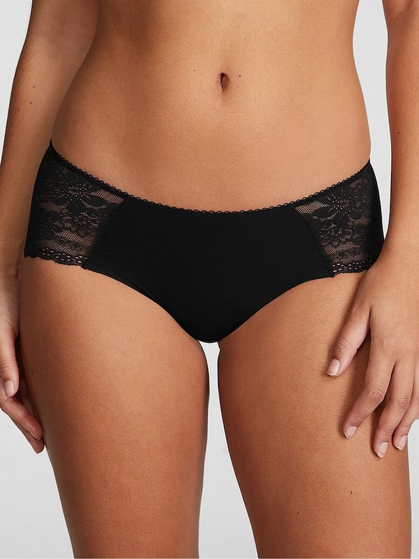Black Victoria Secret Lace Hipster No Show Underwear | NTQHZ8597