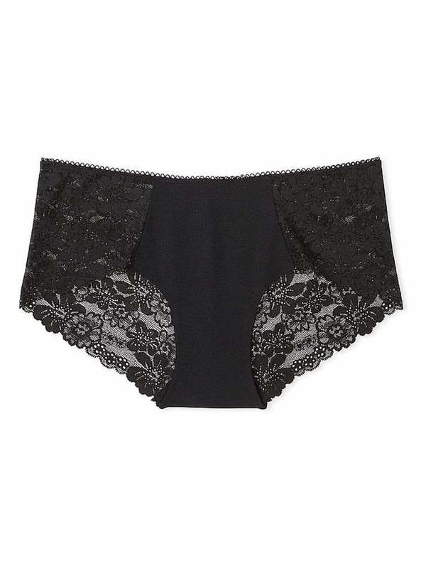 Black Victoria Secret Lace Hipster No Show Underwear | NTQHZ8597