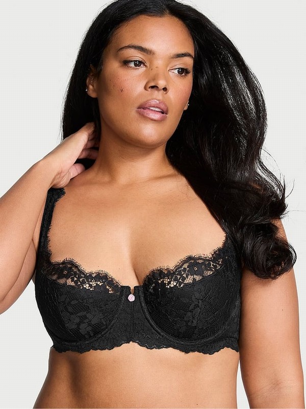Black Victoria Secret Lace Lightly Lined Balcony Bras | GLVEI4876