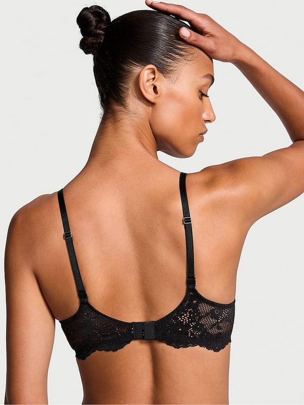 Black Victoria Secret Lace Lightly Lined Demi Bras | LMBPN4298