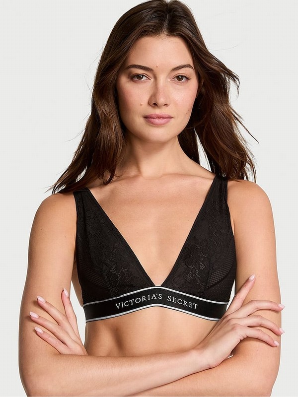 Black Victoria Secret Lace Logolette Bras | RFXQH6812