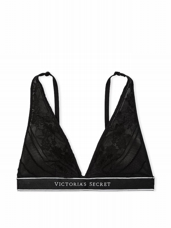 Black Victoria Secret Lace Logolette Bras | RFXQH6812