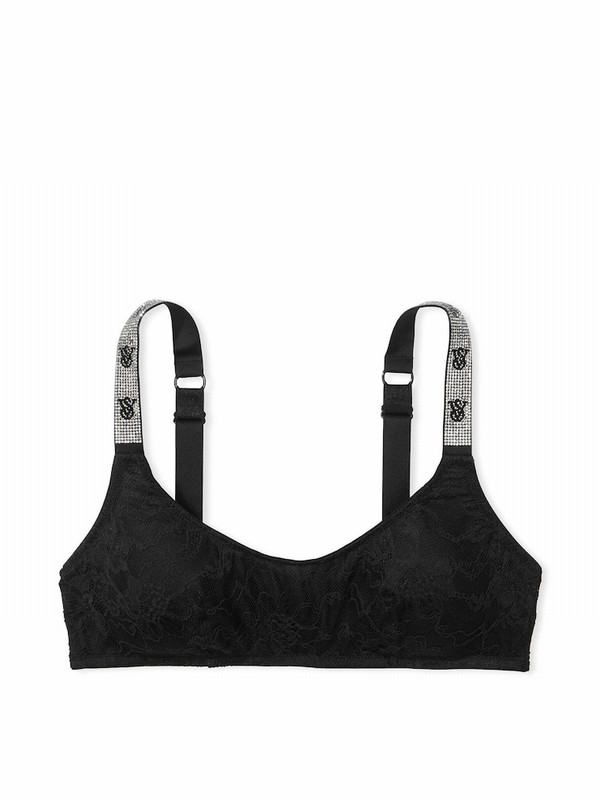 Black Victoria Secret Lace Shine Straplette Bras | WEKMX8546