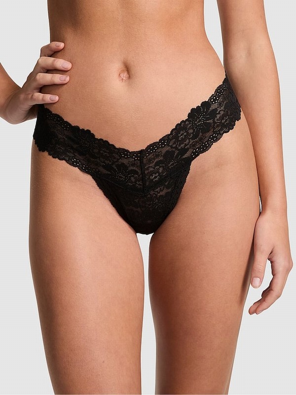 Black Victoria Secret Lace Thong Underwear | XNTMC9205