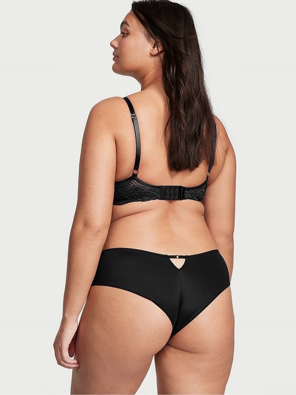 Black Victoria Secret Lace Trim Cheeky Underwear | LGEZF3650