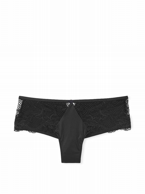 Black Victoria Secret Lace Trim Cheeky Underwear | LGEZF3650