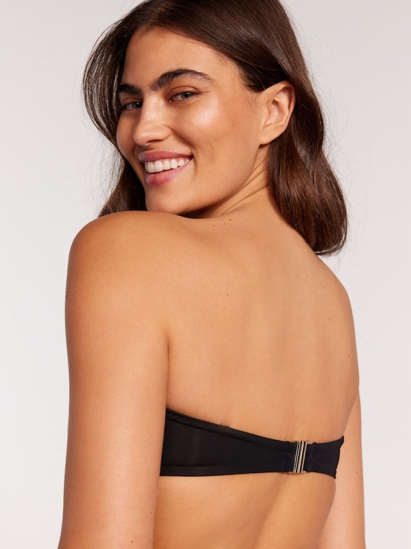 Black Victoria Secret Logo Hardware Bandeau Bikini Top | QSGDF2965