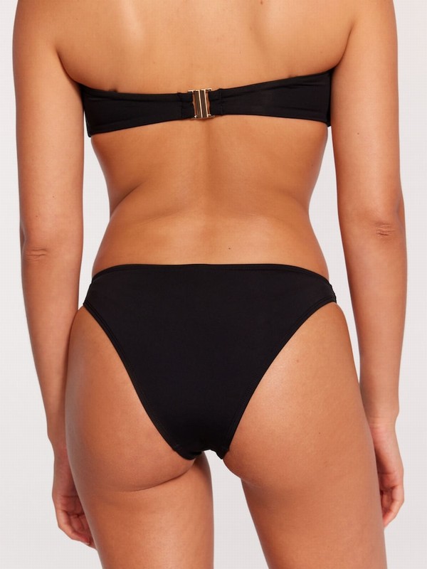 Black Victoria Secret Logo Hardware Brief Bikini Bottom | JSUTR5408