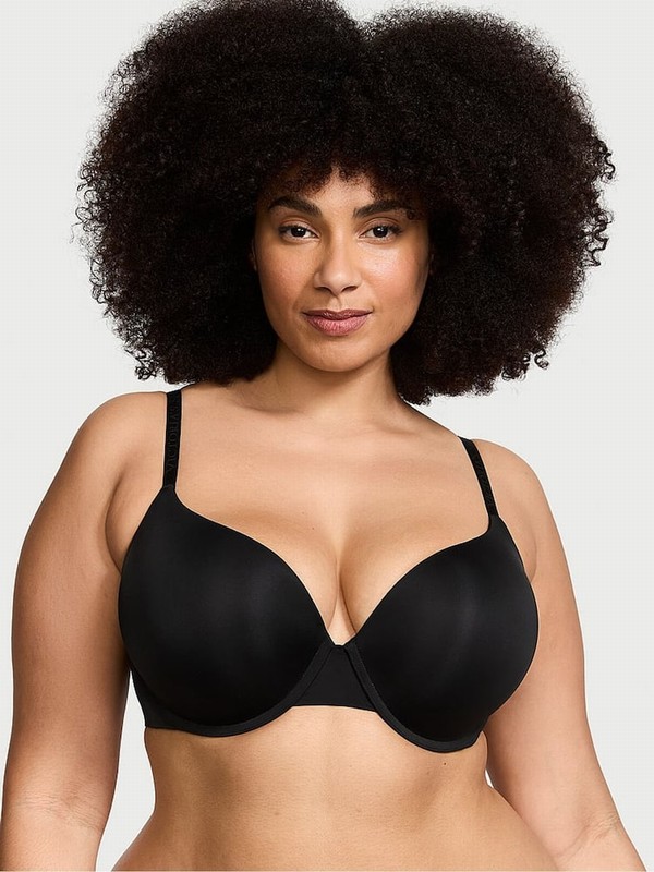 Black Victoria Secret Logo Strap Full Cup Push Up Bras | WREDK0547