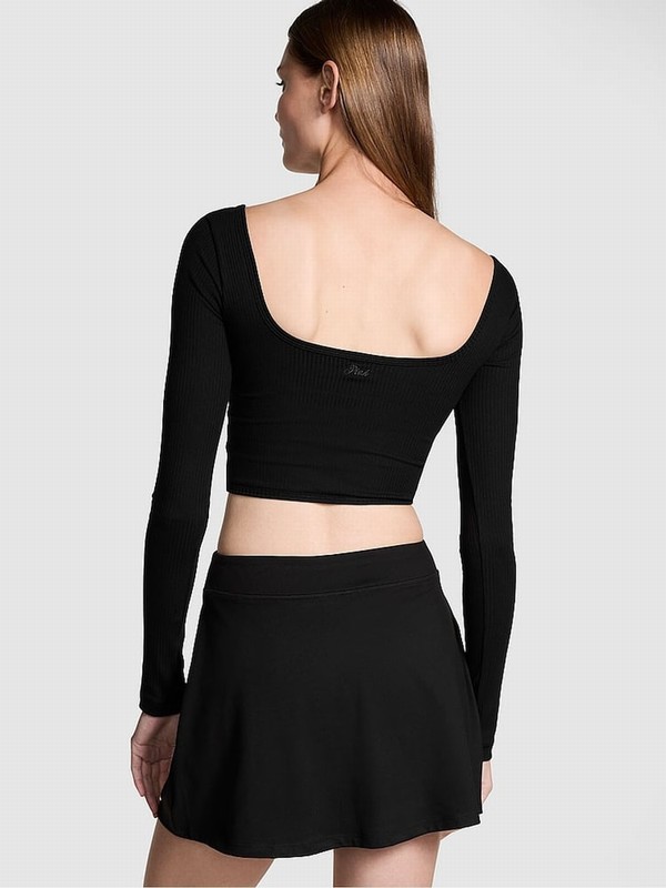 Black Victoria Secret Long Sleeve Cotton Corset Top Tops | CGIPO4952