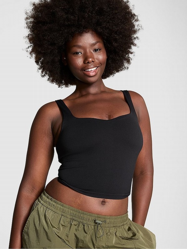 Black Victoria Secret Longline Tops | CEVIA4078