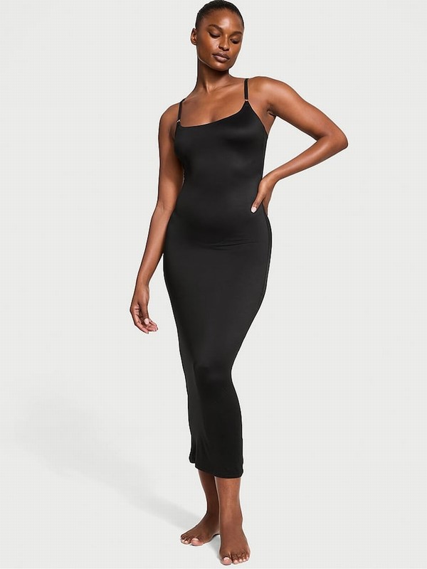 Black Victoria Secret Maxi FeatherSoft™ BODYWEAR Slip Dress | NGBAS6329