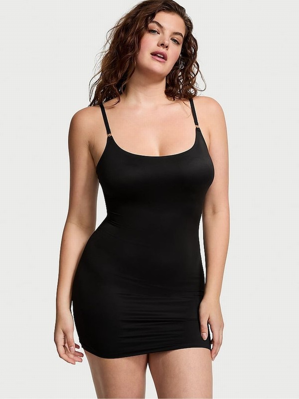 Black Victoria Secret Mini FeatherSoft™ BODYWEAR Slip Dress | WLXCI6082