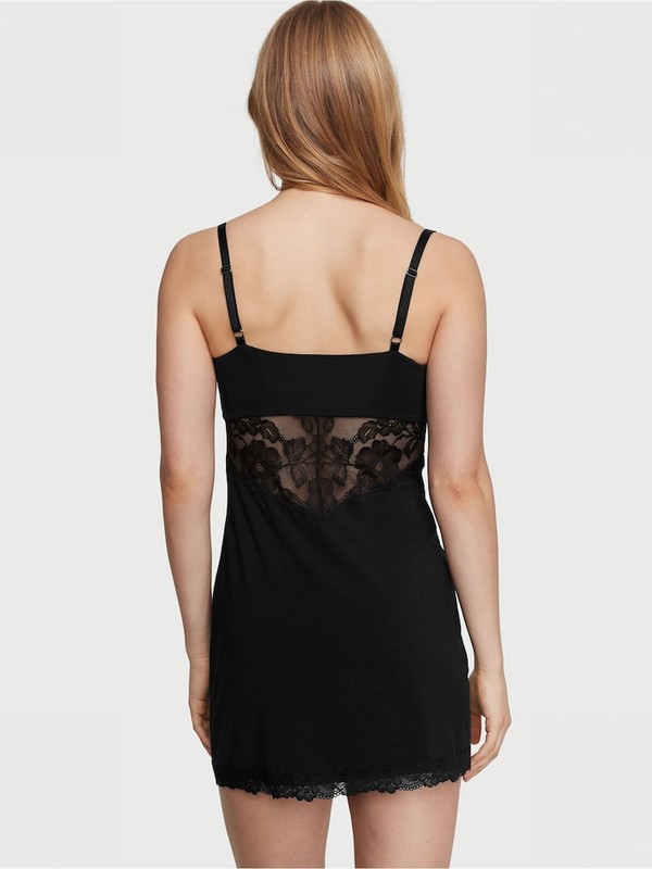 Black Victoria Secret Modal Sweetheart Slip Lingerie | GWUMS8926
