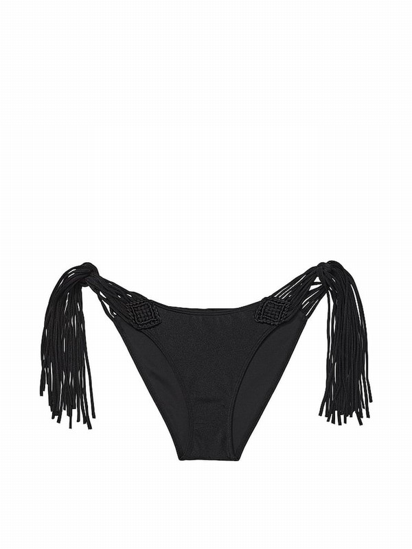 Black Victoria Secret Nero Cheeky Archive Macrame Bikini Bottom | TDGZP5178
