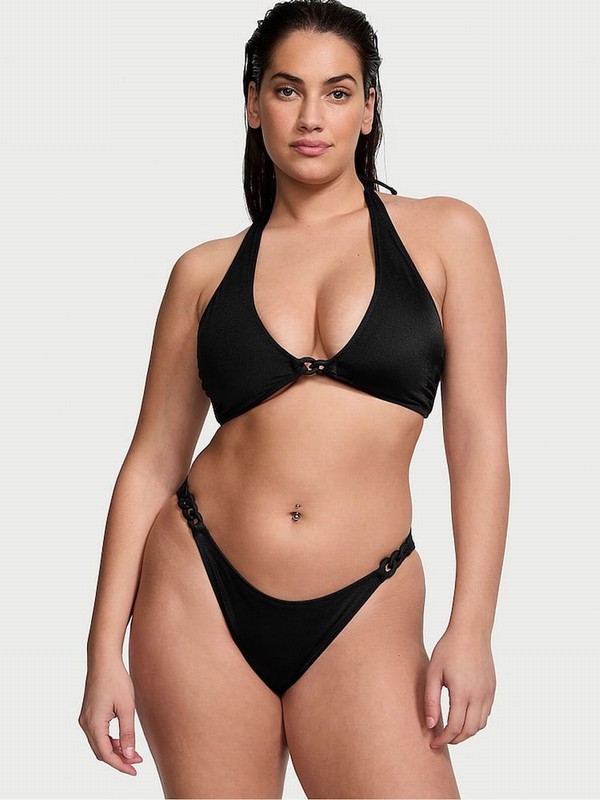 Black Victoria Secret Nero Cheeky Chain Bikini Bottom | TFGYC8325