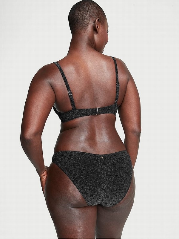 Black Victoria Secret Nero Cheeky Shimmer Bikini Bottom | YPFMR1903