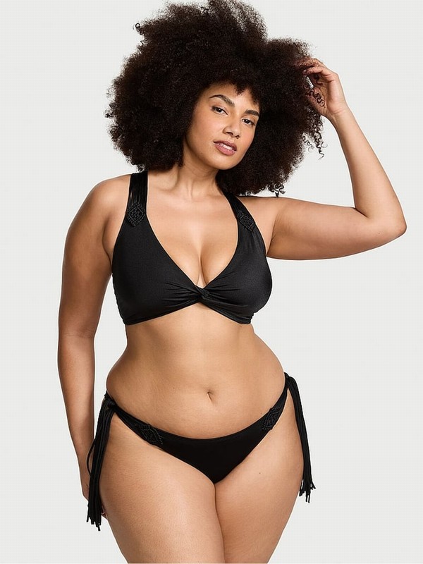 Black Victoria Secret Nero Cross Over Archive Macrame Bikini Top | GIDRJ4198