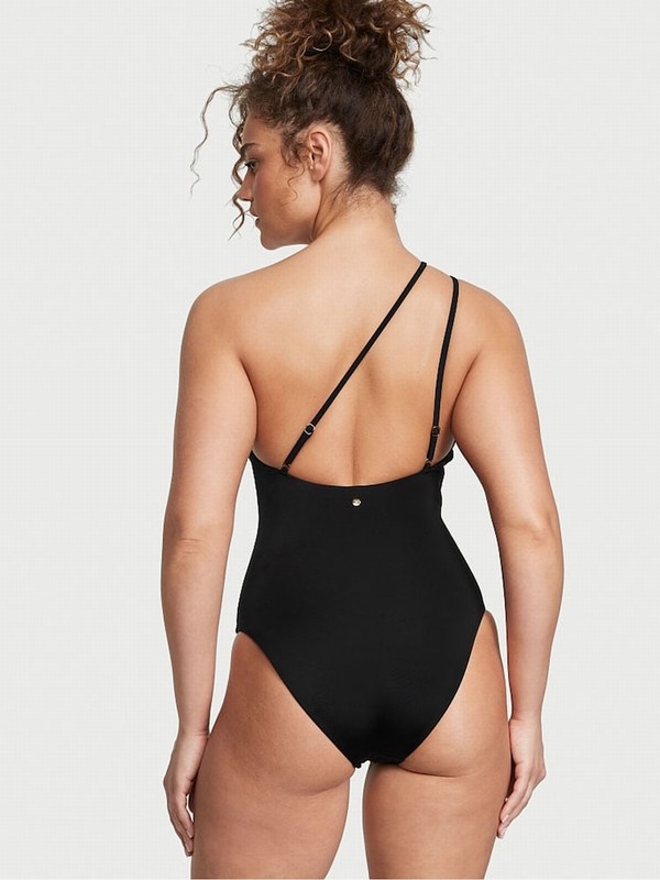 Black Victoria Secret Nero Cut Out One Shoulder One Piecesuit Swimsuits | UTLCF3410