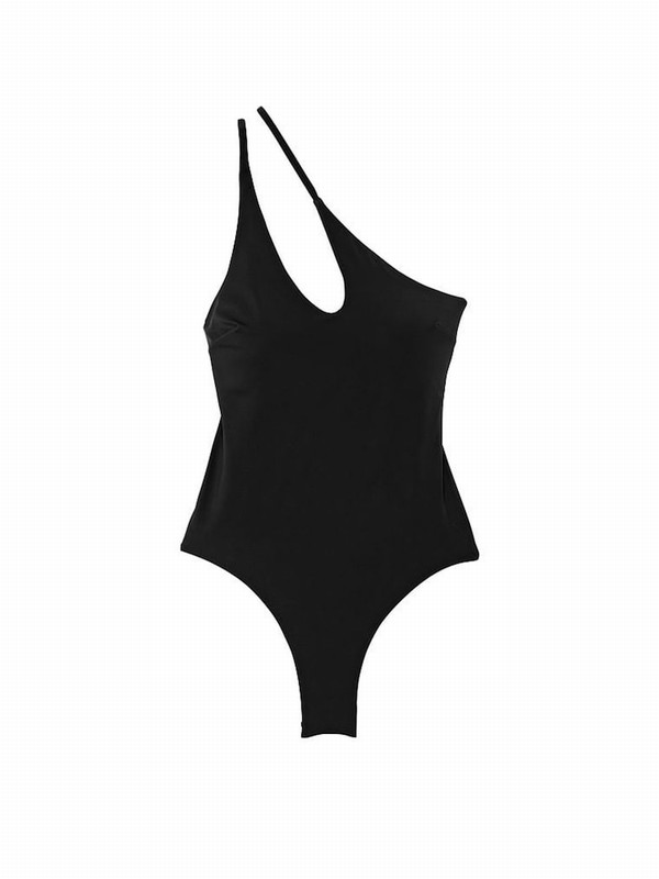 Black Victoria Secret Nero Cut Out One Shoulder One Piecesuit Swimsuits | UTLCF3410