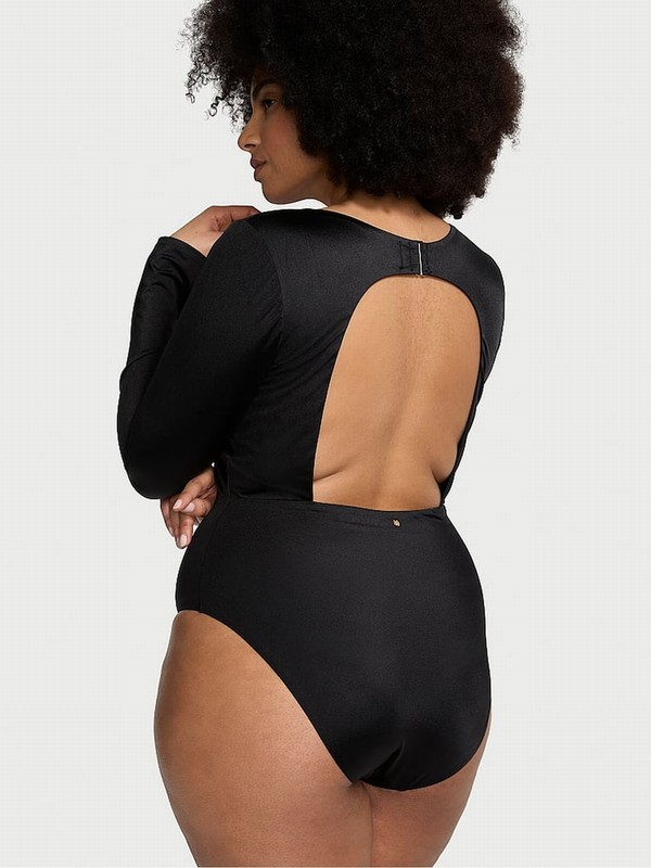 Black Victoria Secret Nero Knotted Long Sleevesuit Swimsuits | MEVGQ3418