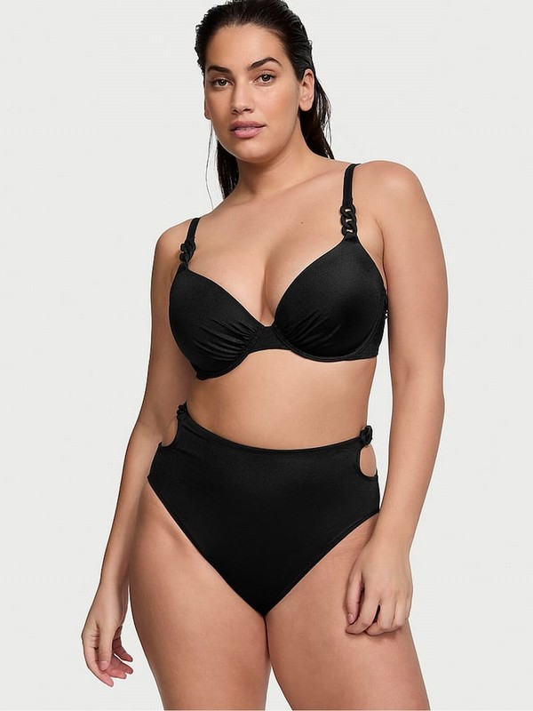 Black Victoria Secret Nero Push Up Chain Bikini Top | WRFAK5847