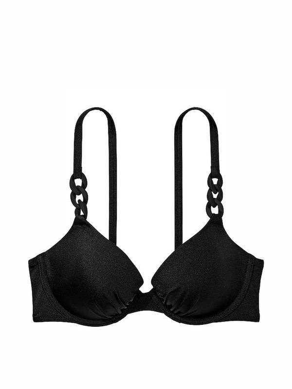 Black Victoria Secret Nero Push Up Chain Bikini Top | WRFAK5847