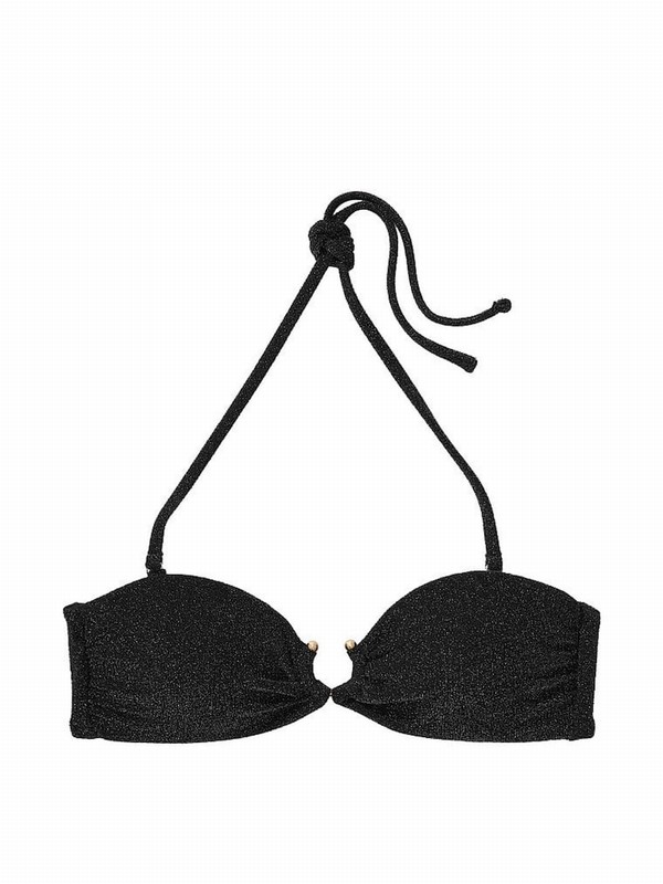 Black Victoria Secret Nero Strapless Shimmer Bikini Top | NKJWU5102