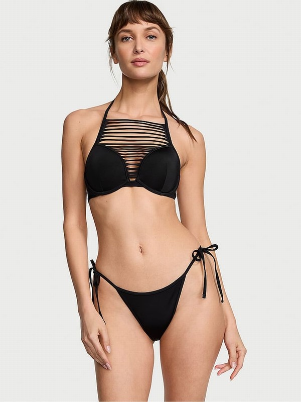 Black Victoria Secret Nero Tie Side Archive Bikini Bottom | GKHWL6079
