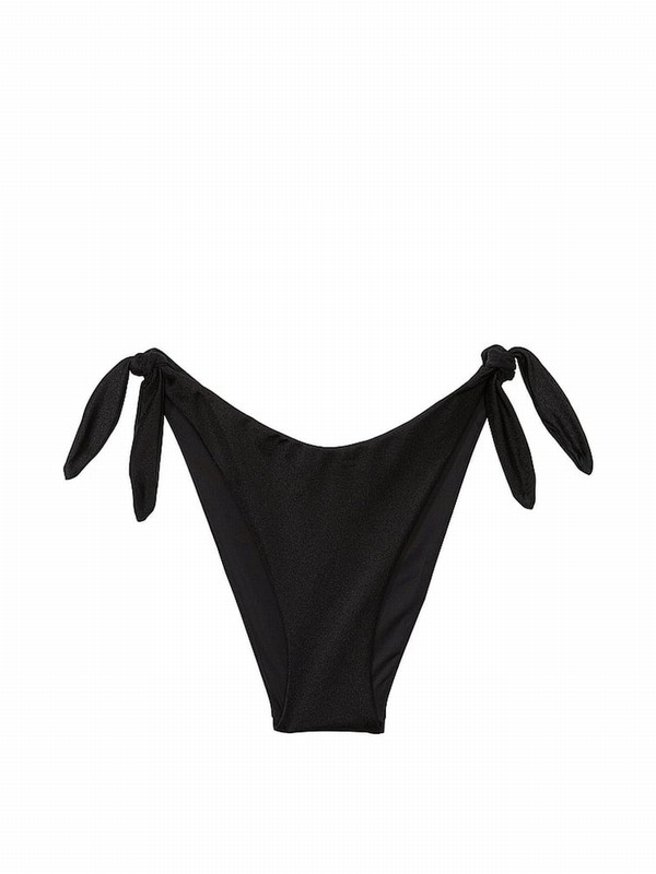 Black Victoria Secret Nero Tie Side High Leg Bikini Bottom | HJIKZ9425