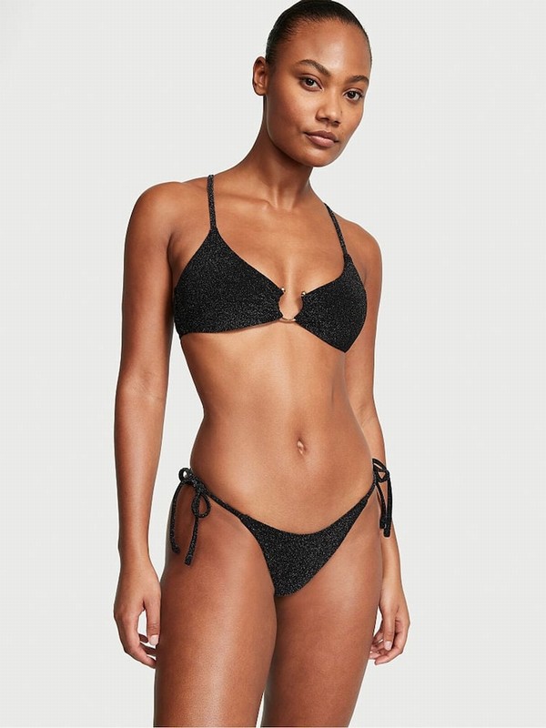 Black Victoria Secret Nerozilian Shimmer Bikini Bottom | XAORS1276