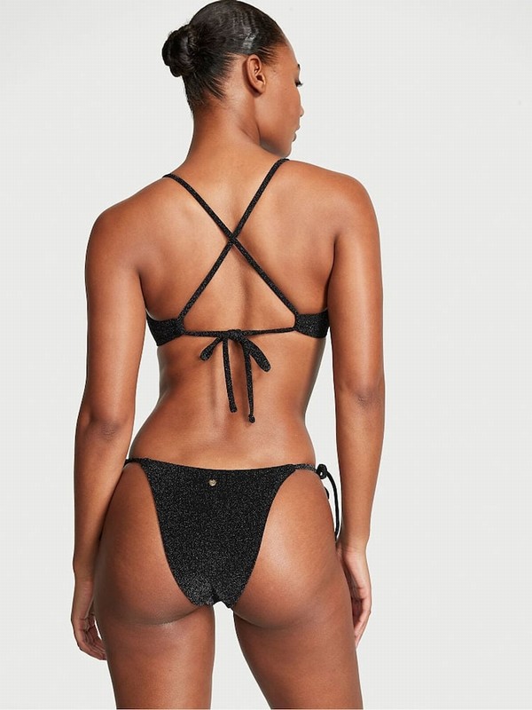 Black Victoria Secret Nerozilian Shimmer Bikini Bottom | XAORS1276