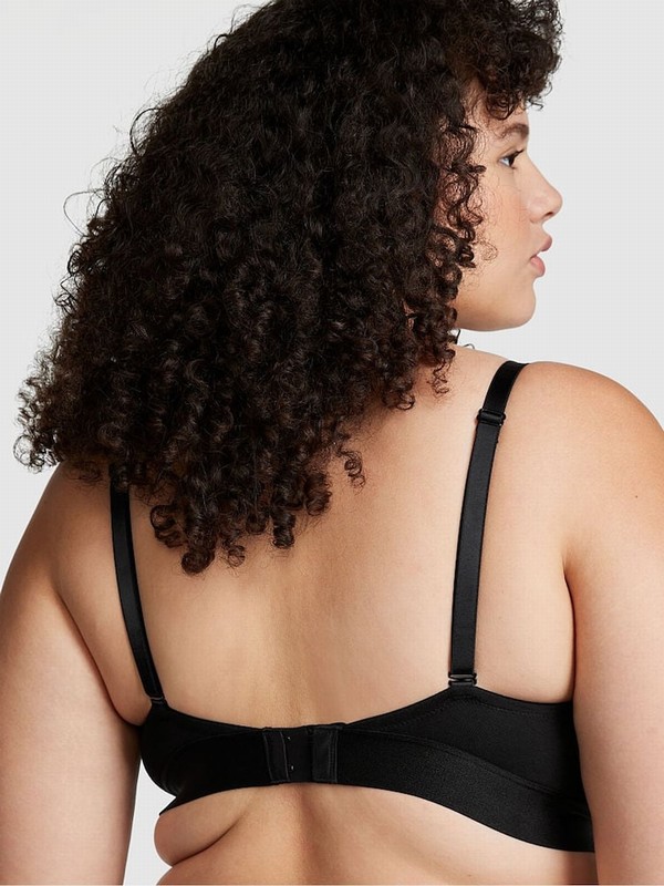 Black Victoria Secret Non WiLightly Lined Cotton Logo Bras | NZXHW3640