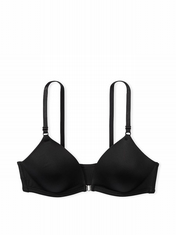 Black Victoria Secret Non WiLightly Lined Front Close Bras | QWNXG8629
