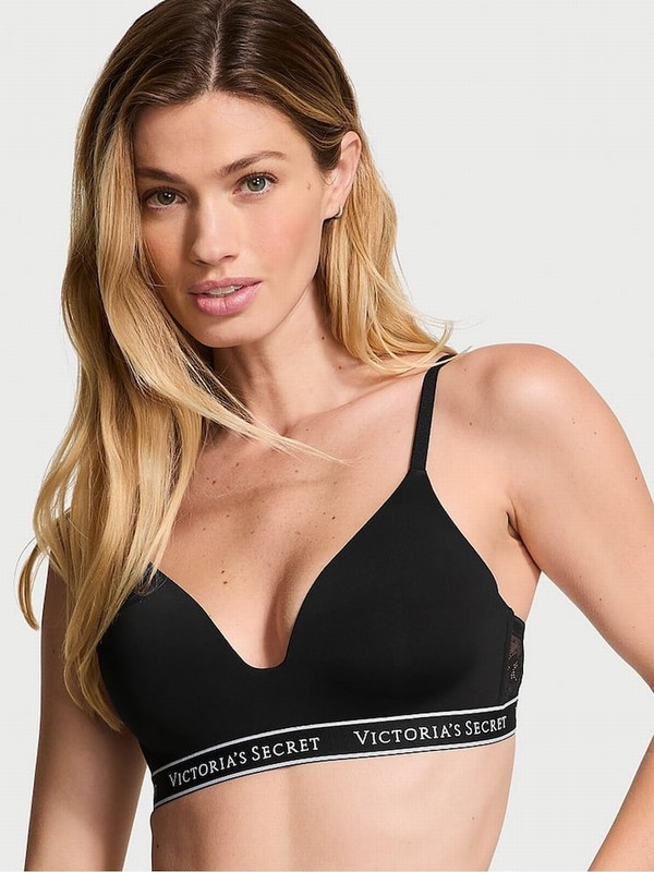 Black Victoria Secret Non WiLightly Lined Lace-Trim Bras | DXBUA9745